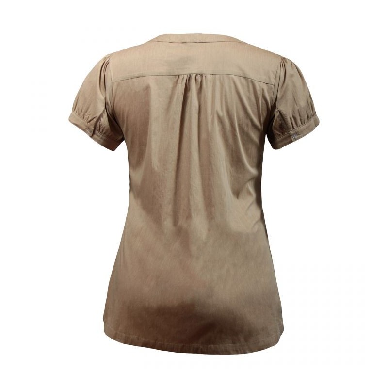 Blouse grande taille - Chemisier manches ballon Claude Gérard coloris camel (dos)