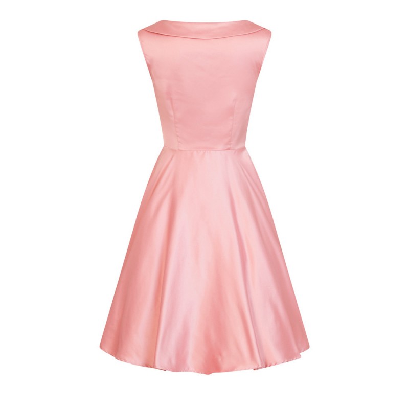 Robe grande taille - robe satinée "Terri Lou" Lindy Bop rose (dos non porté)