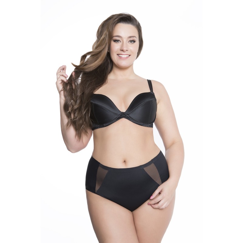 Culotte haute grande taille avec empiècements transparents sur les côtés "Pearl" noire de la marque Julimex (portée)