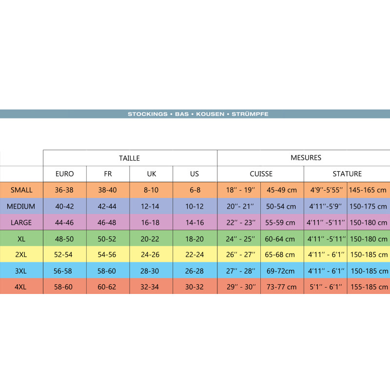 Guide des tailles Cette pour bas classiques