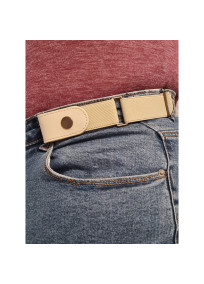 Ceinture extensible grande taille pour femme sans boucle beige portée