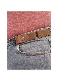 Ceinture extensible grande taille pour femme sans boucle marron portée