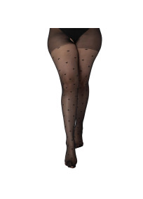 collants grande taille ouverts à l'entrejambe motifs coeurs Pamela Mann (vue de face)