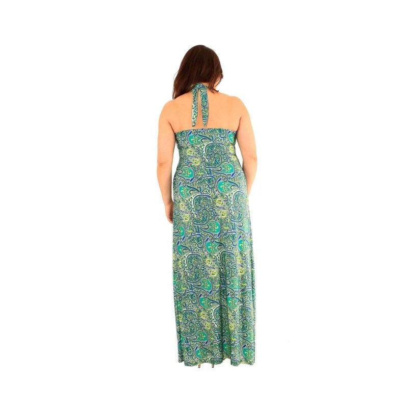 robe grande taille - maxi dress très longue ashanti lili london imprimée paisley cachemire (portée dos)