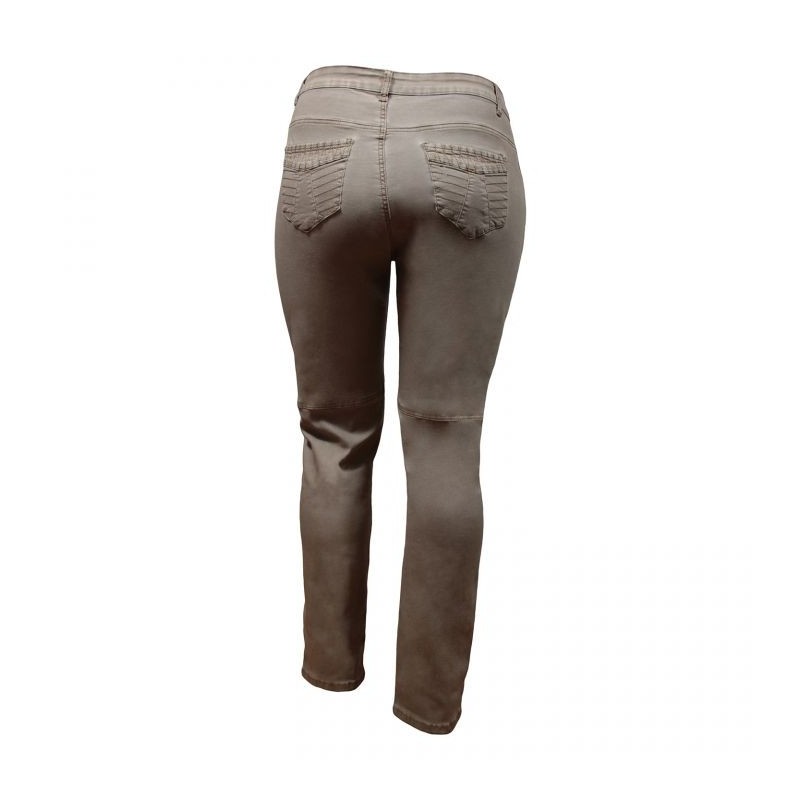 pantalon grande taille - jeans délavé avec surpiqûres Nana Belle coloris beige (dos)