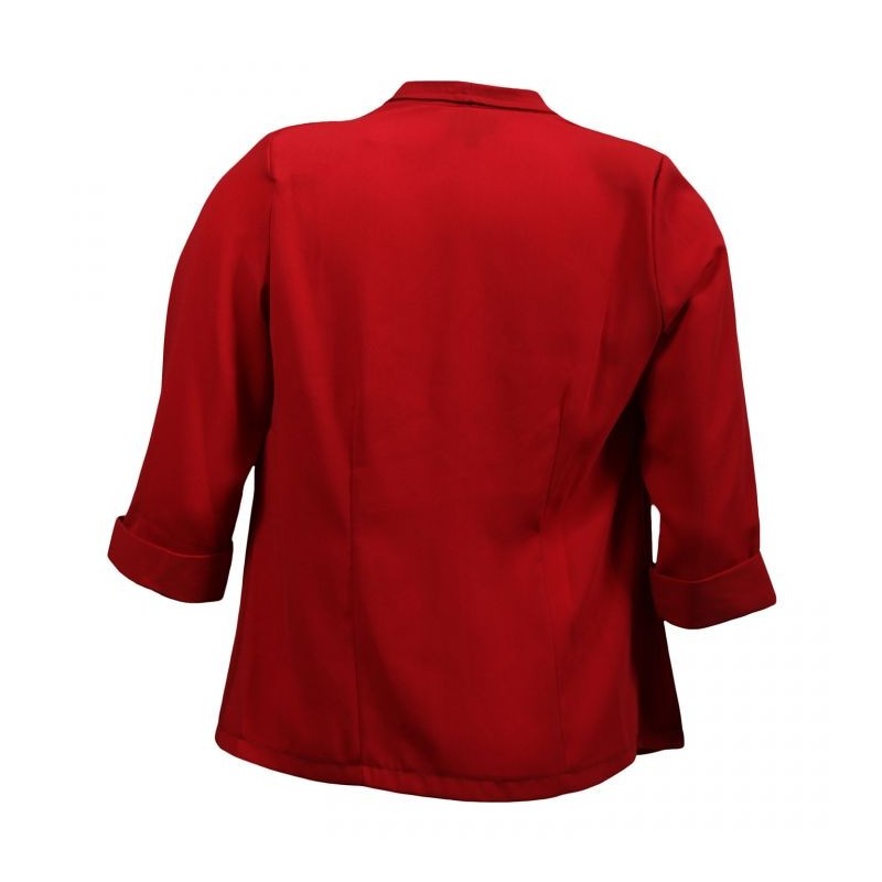 Veste grande taille - veste col cascade manches 3/4 rouge (dos)