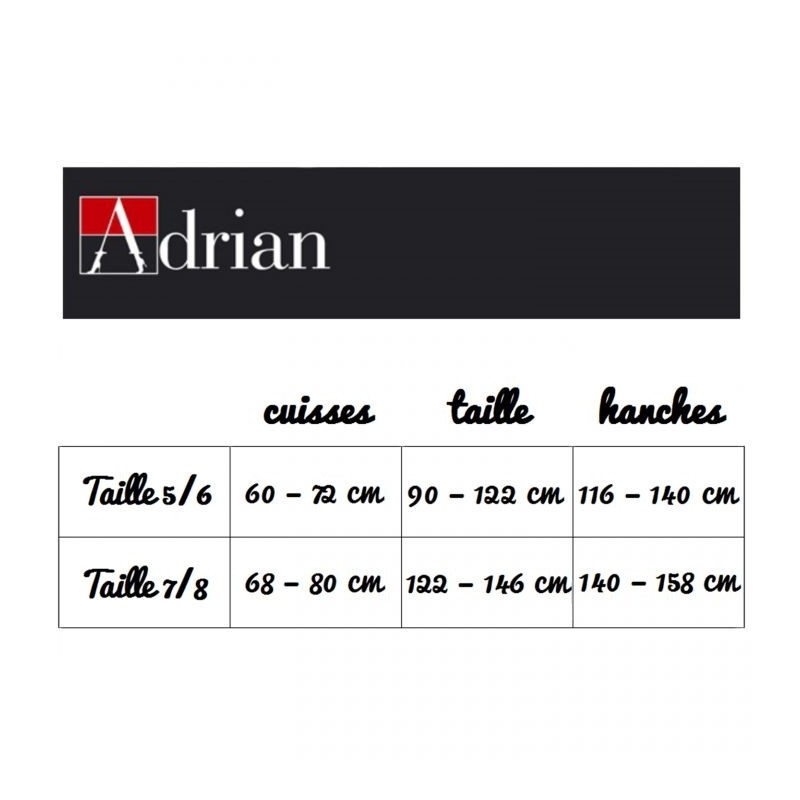 bas autofixants grande taille - guide des taille marque Adrian