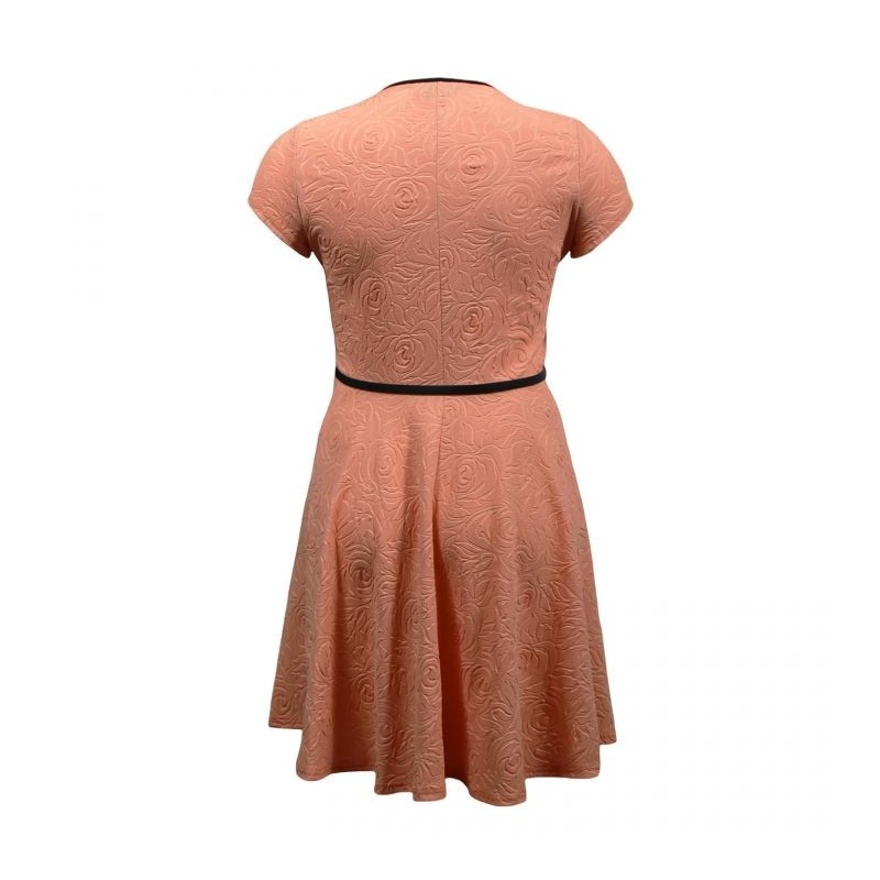 Robe grande taille - robe patineuse gaufrée orange (dos)