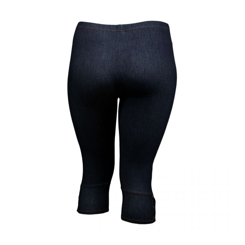 Pantalon grande taille - legging court aspect jeans bleu (dos)