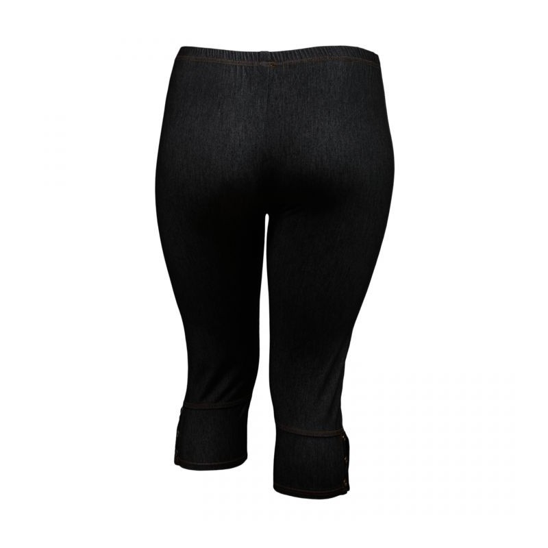 Pantalon grande taille - legging court aspect jeans noir (dos)